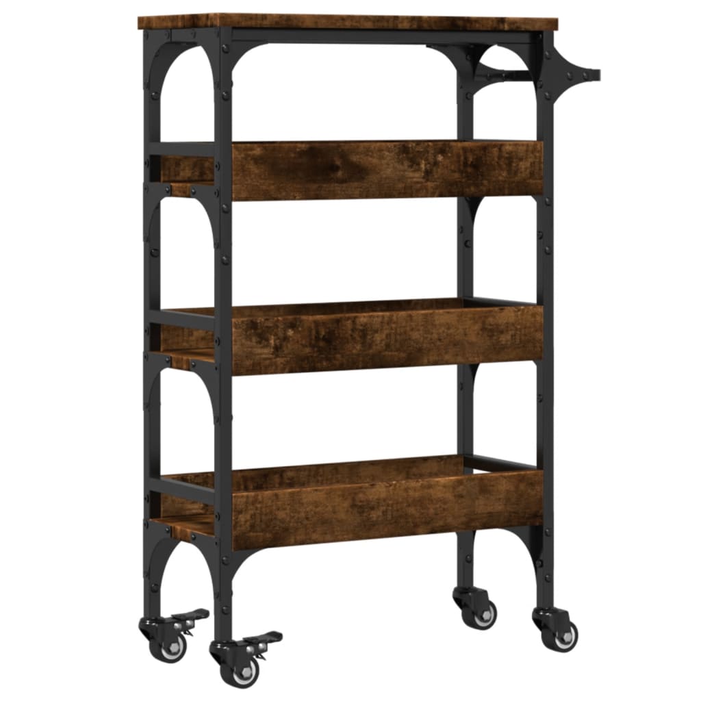 vidaXL Kitchen Trolley Smoked Oak 53x20x76 cm Engineered Wood