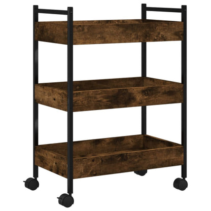 vidaXL Kitchen Trolley Smoked Oak 50x30x70 cm Engineered Wood