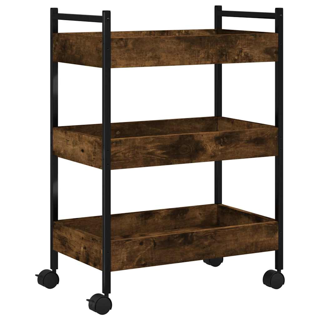vidaXL Kitchen Trolley Smoked Oak 50x30x70 cm Engineered Wood