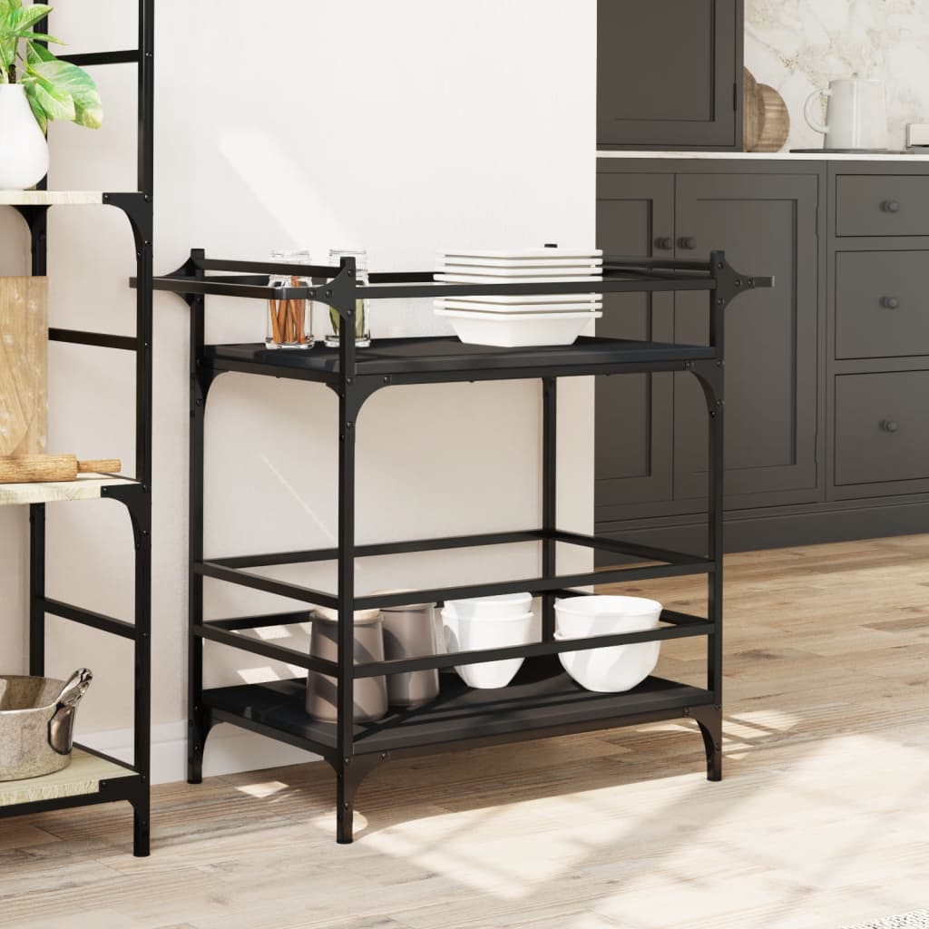 vidaXL Kitchen Trolley Black 82x40x78.5 cm Engineered Wood
