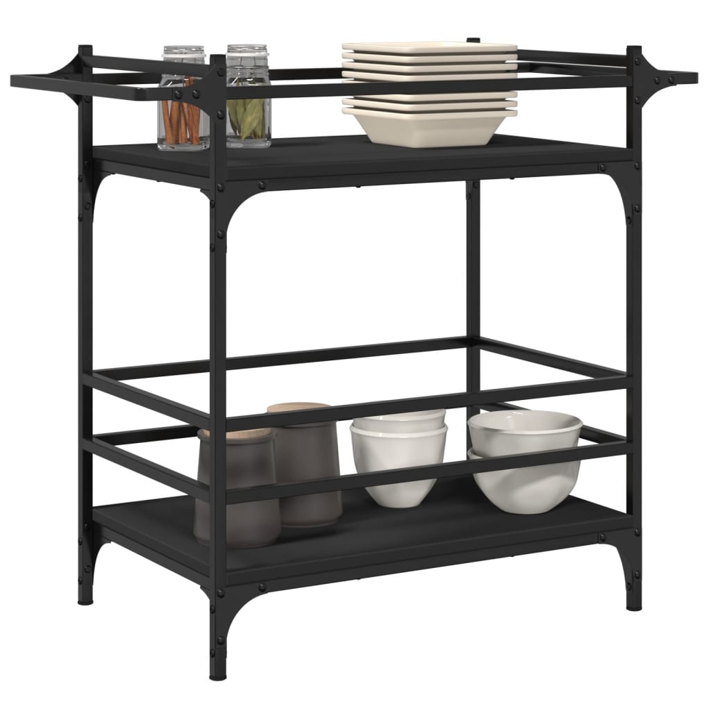 vidaXL Kitchen Trolley Black 82x40x78,5 cm Engineered Wood