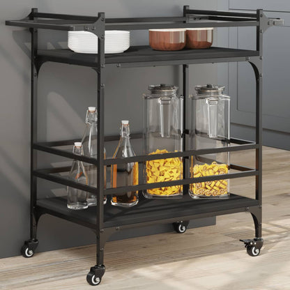 vidaXL Kitchen Trolley Black 82x40x78,5 cm Engineered Wood