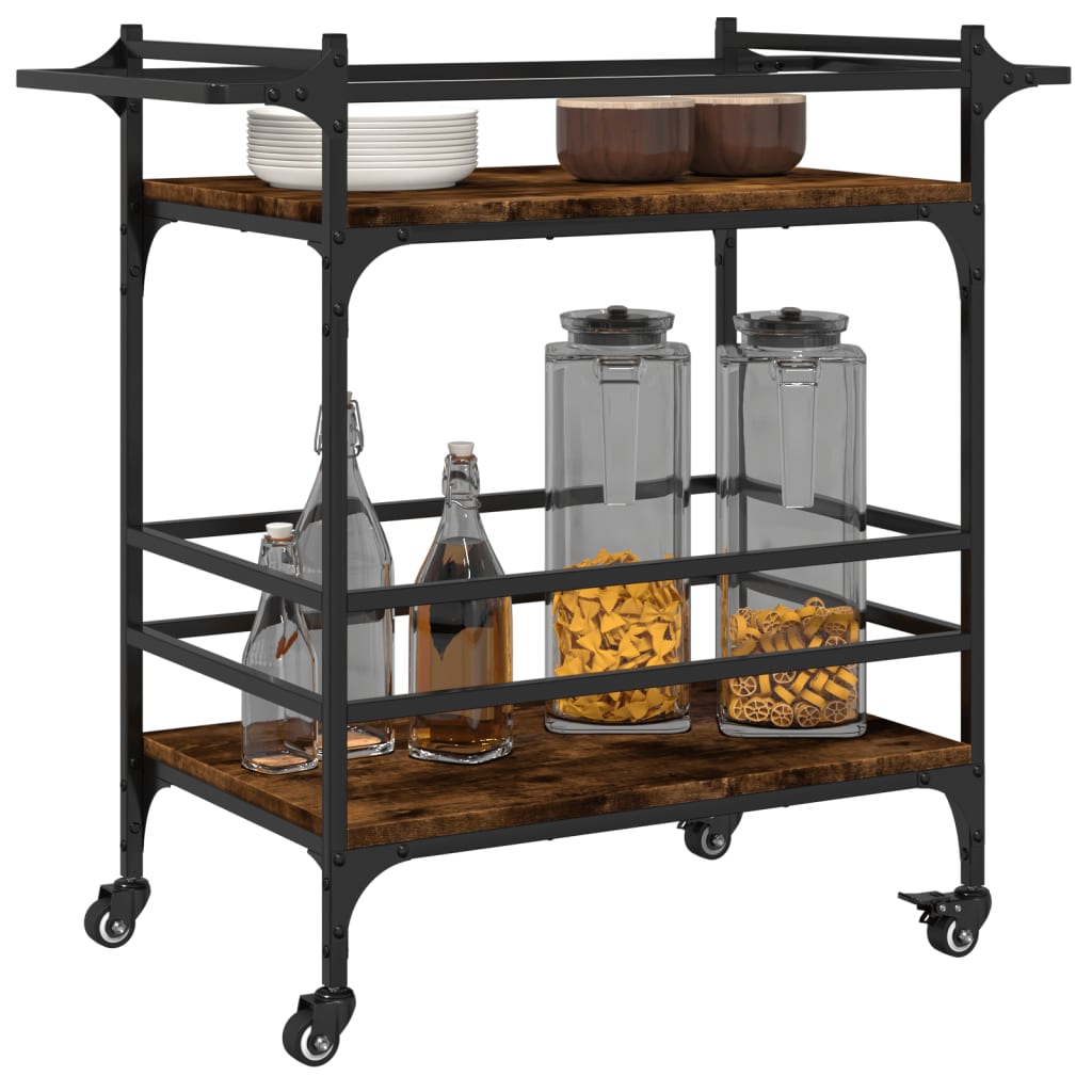 vidaXL Kitchen Trolley Smoked Oak 82x40x78,5 cm Engineered Wood