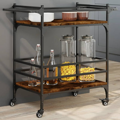 vidaXL Kitchen Trolley Smoked Oak 82x40x78,5 cm Engineered Wood