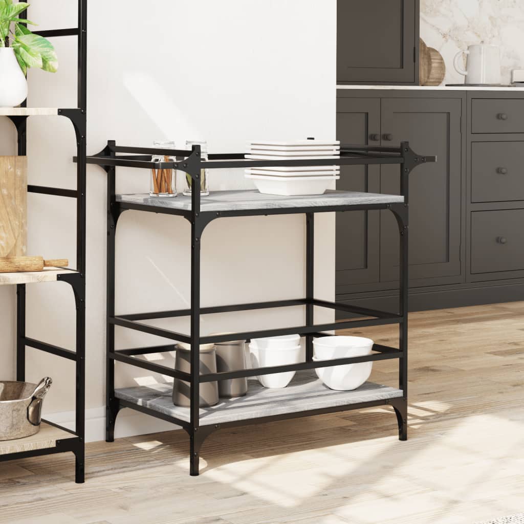 vidaXL Kitchen Trolley Grey Sonoma 82x40x78,5 cm Engineered Wood