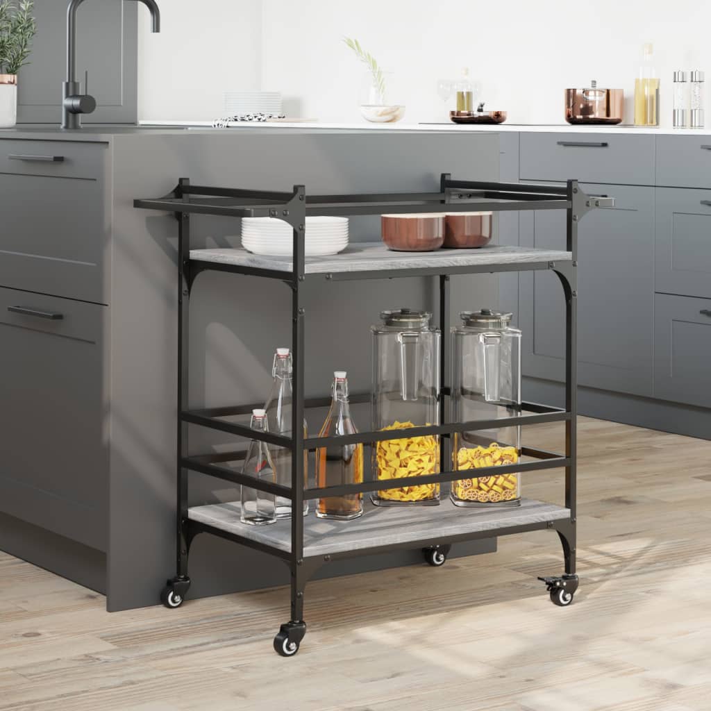 vidaXL Kitchen Trolley Grey Sonoma 82x40x78,5 cm Engineered Wood