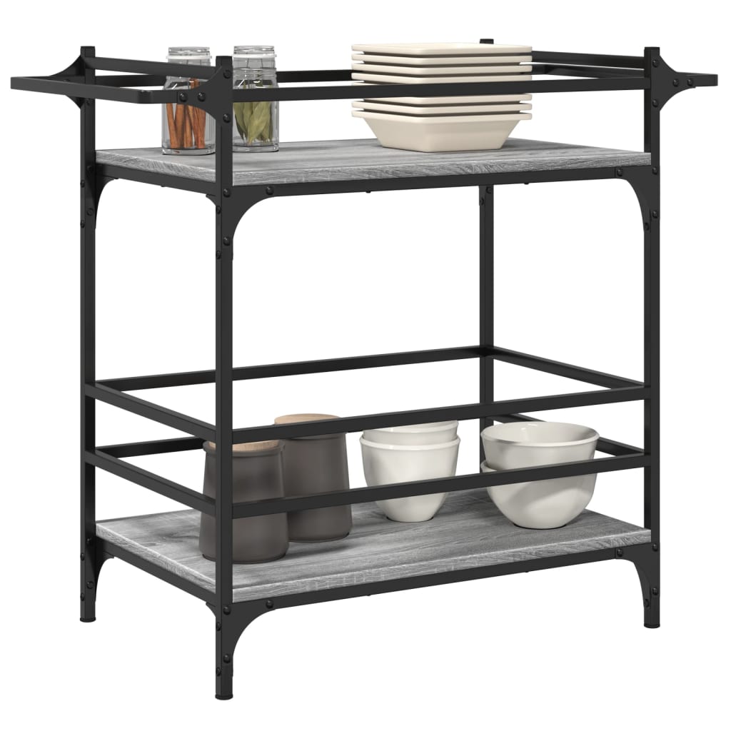vidaXL Kitchen Trolley Grey Sonoma 82x40x78,5 cm Engineered Wood