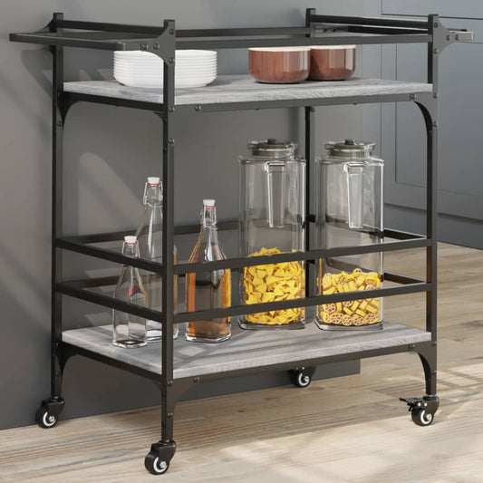 vidaXL Kitchen Trolley Grey Sonoma 82x40x78,5 cm Engineered Wood