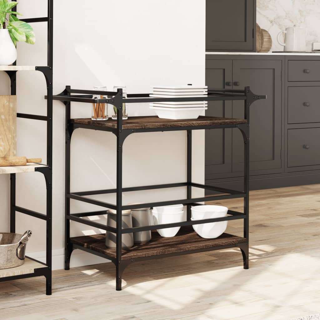 vidaXL Kitchen Trolley Brown Oak 82x40x78.5 cm Engineered Wood