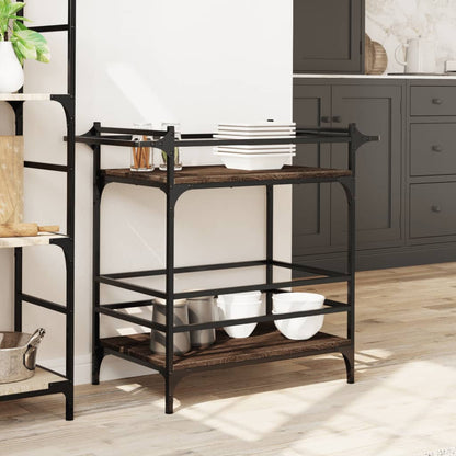 vidaXL Kitchen Trolley Brown Oak 82x40x78.5 cm Engineered Wood