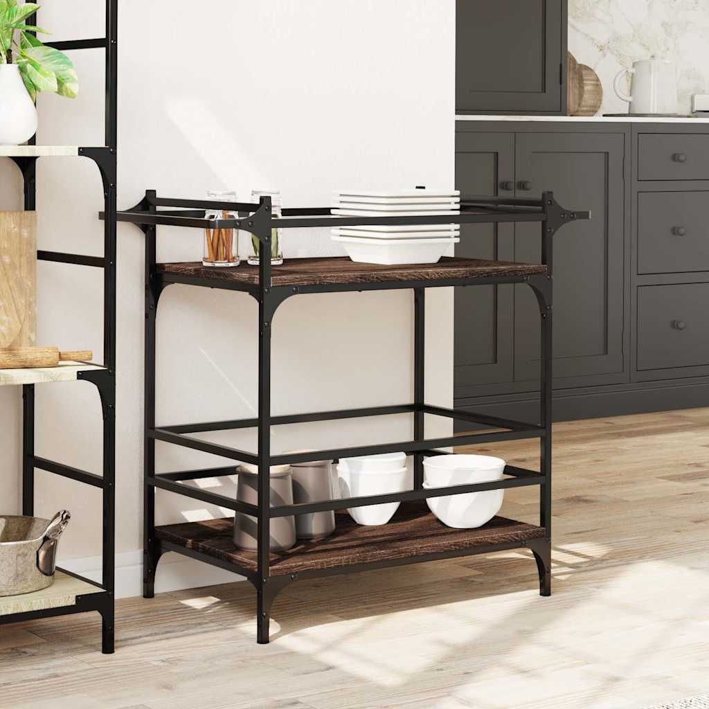 vidaXL Kitchen Trolley Brown Oak 82x40x78,5 cm Engineered Wood