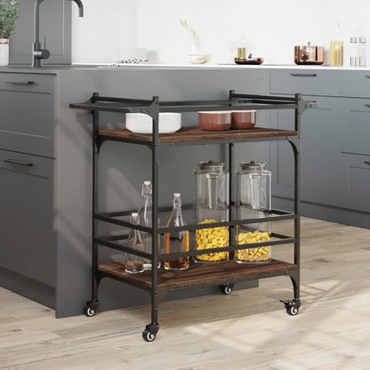 vidaXL Kitchen Trolley Brown Oak 82x40x78.5 cm Engineered Wood