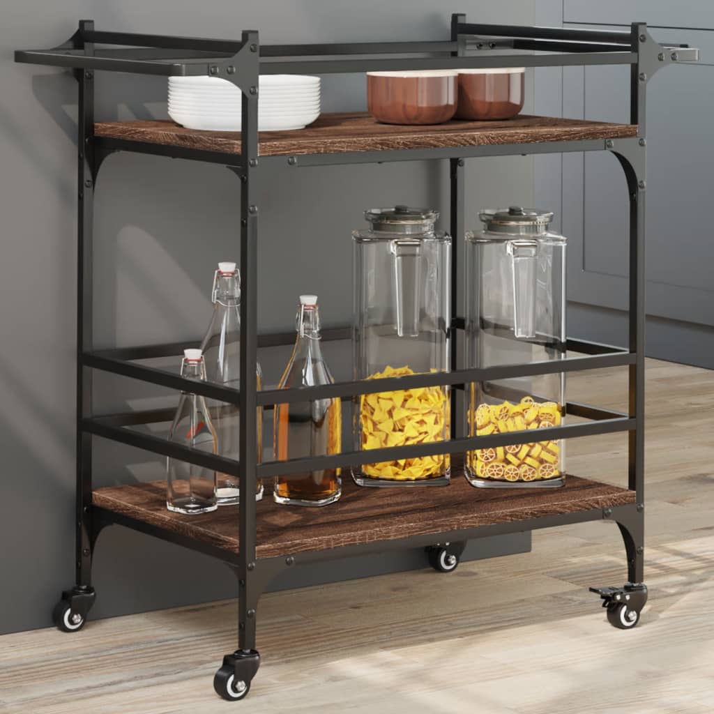 vidaXL Kitchen Trolley Brown Oak 82x40x78,5 cm Engineered Wood