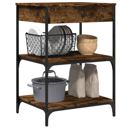 vidaXL Kitchen Trolley Smoked Oak 60x48x89,5 cm Engineered Wood