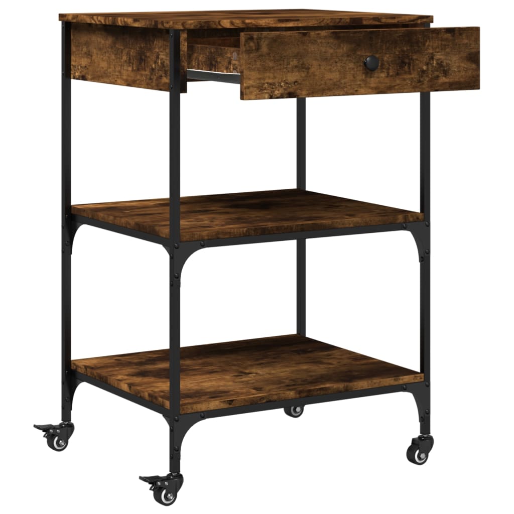 vidaXL Kitchen Trolley Smoked Oak 60x48x89,5 cm Engineered Wood