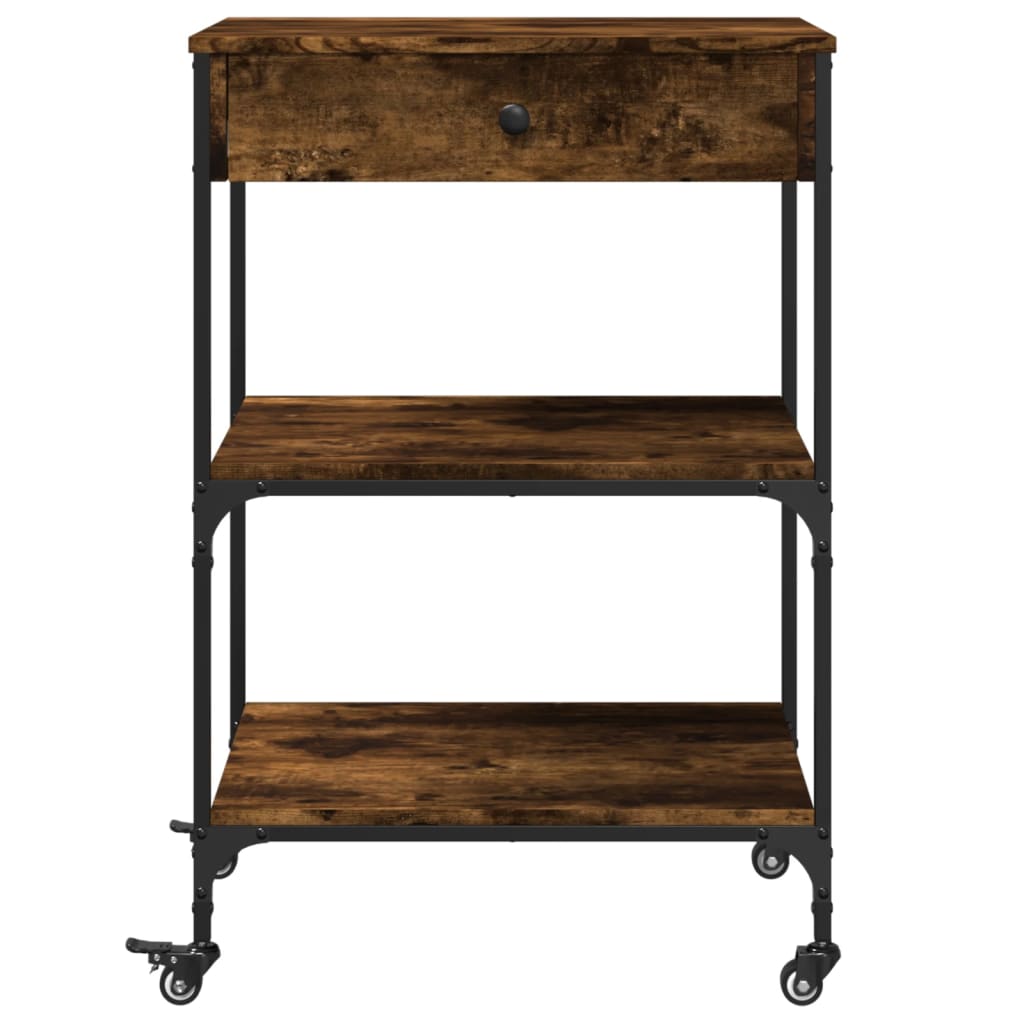 vidaXL Kitchen Trolley Smoked Oak 60x48x89,5 cm Engineered Wood