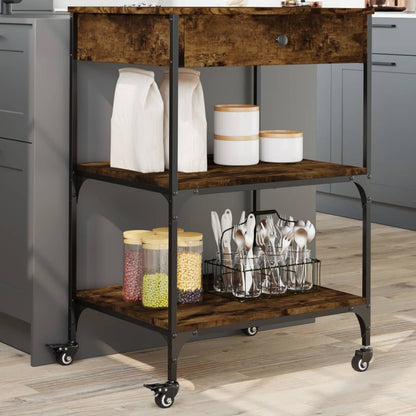 vidaXL Kitchen Trolley Smoked Oak 60x48x89,5 cm Engineered Wood