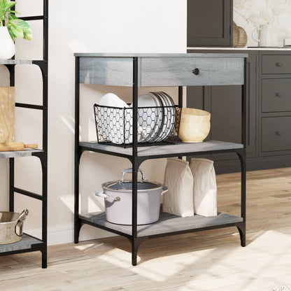 vidaXL Kitchen Trolley Grey Sonoma 60x48x89,5 cm Engineered Wood