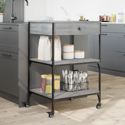 vidaXL Kitchen Trolley Grey Sonoma 60x48x89,5 cm Engineered Wood