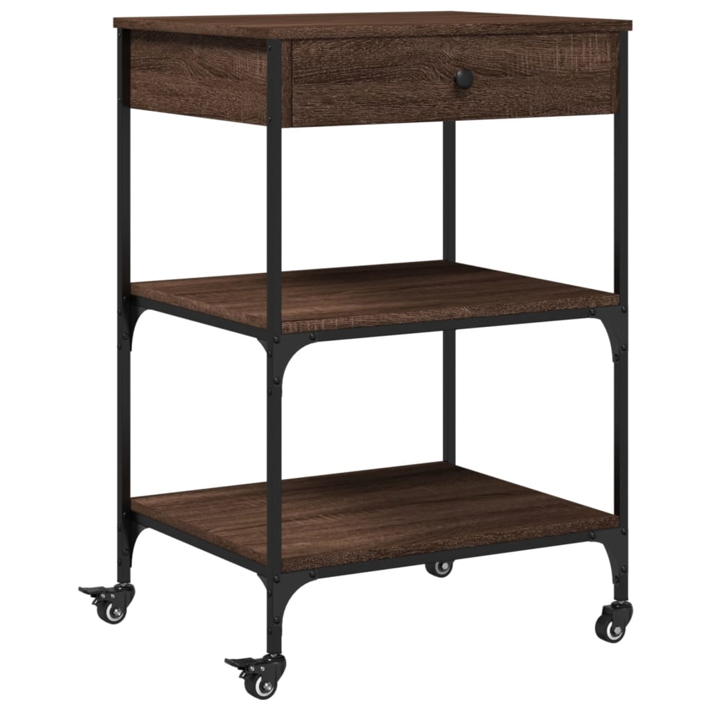 vidaXL Kitchen Trolley Brown Oak 60x48x89,5 cm Engineered Wood