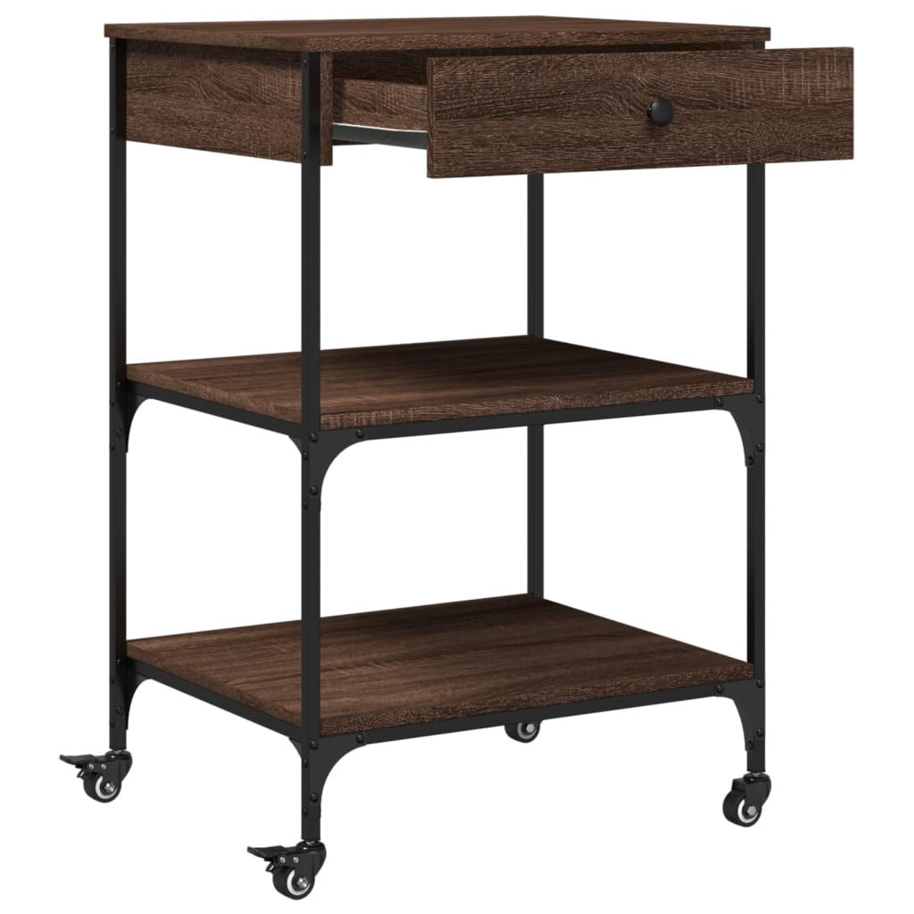 vidaXL Kitchen Trolley Brown Oak 60x48x89,5 cm Engineered Wood