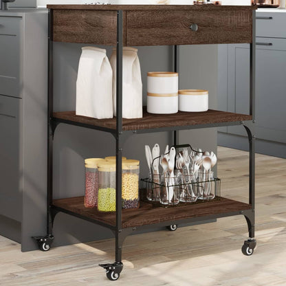vidaXL Kitchen Trolley Brown Oak 60x48x89,5 cm Engineered Wood
