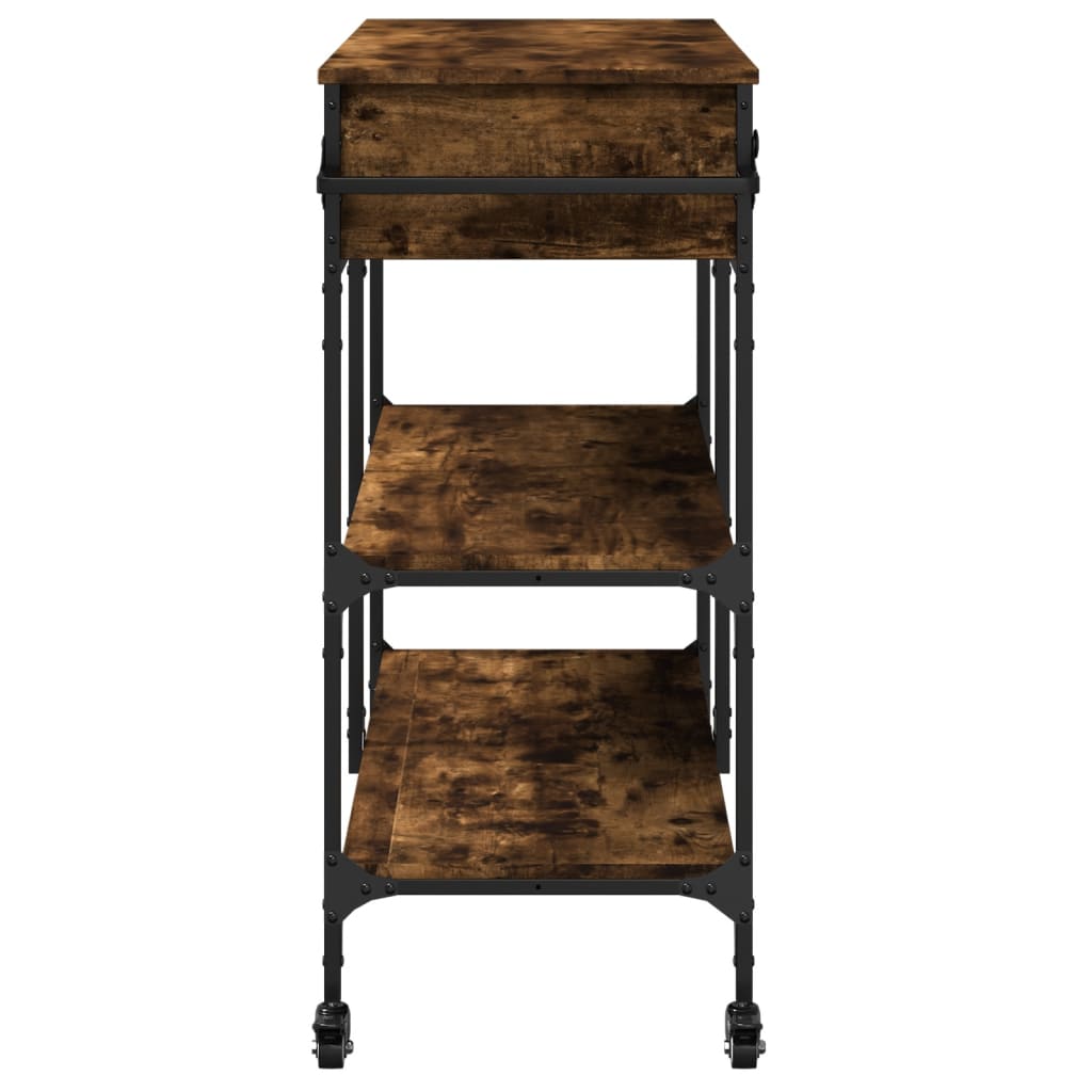 vidaXL Kitchen Trolley Smoked Oak 105x42x95 cm Engineered Wood