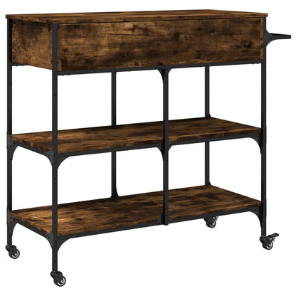 vidaXL Kitchen Trolley Smoked Oak 105x42x95 cm Engineered Wood