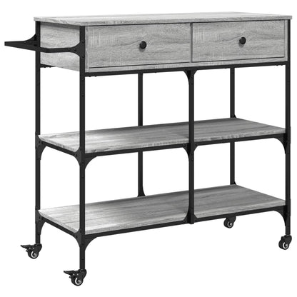 vidaXL Kitchen Trolley Grey Sonoma 105x42x95 cm Engineered Wood