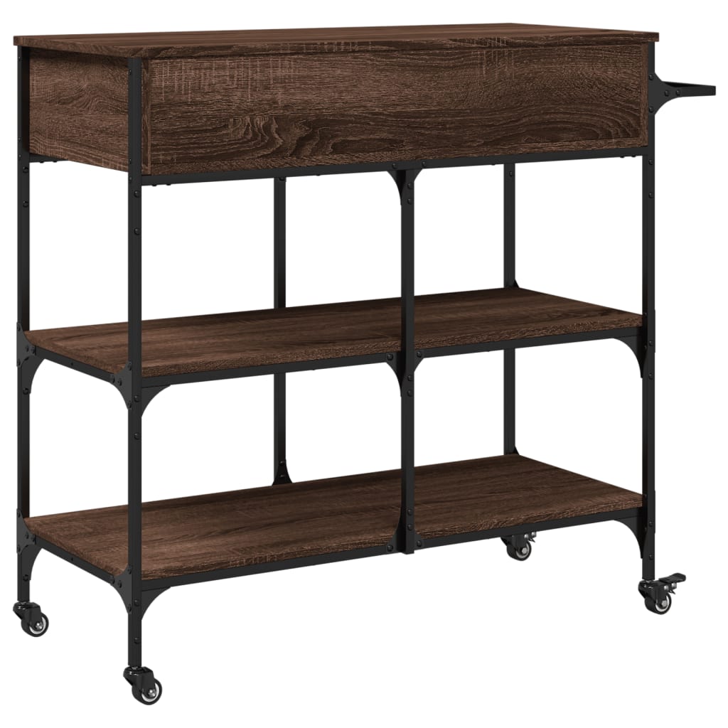 vidaXL Kitchen Trolley Brown Oak 105x42x95 cm Engineered Wood