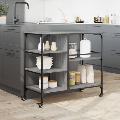 vidaXL Kitchen Trolley Grey Sonoma 100x45x89.5 cm Engineered Wood