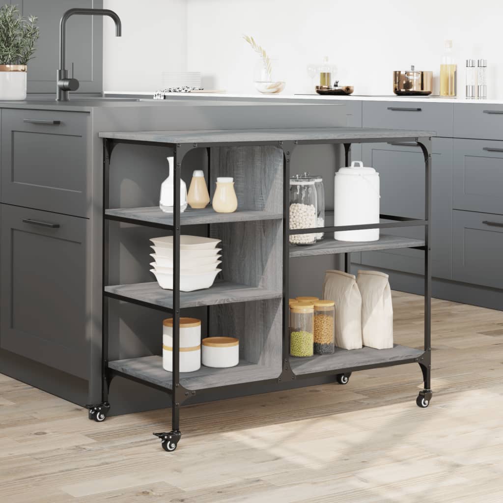 vidaXL Kitchen Trolley Grey Sonoma 100x45x89,5 cm Engineered Wood