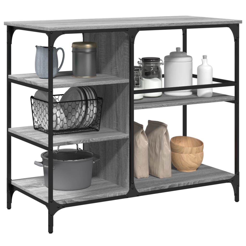 vidaXL Kitchen Trolley Grey Sonoma 100x45x89,5 cm Engineered Wood