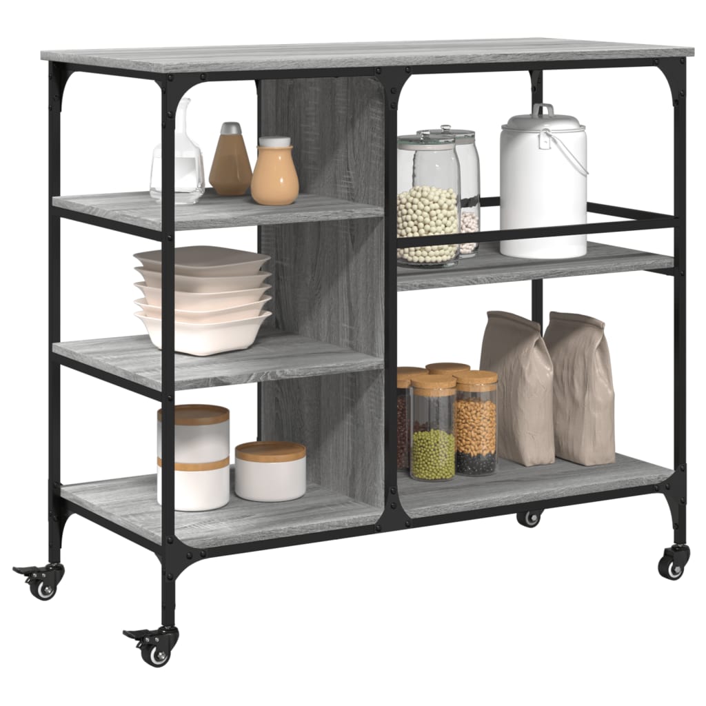 vidaXL Kitchen Trolley Grey Sonoma 100x45x89,5 cm Engineered Wood