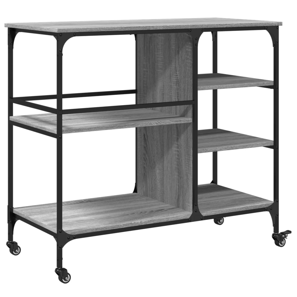 vidaXL Kitchen Trolley Grey Sonoma 100x45x89,5 cm Engineered Wood