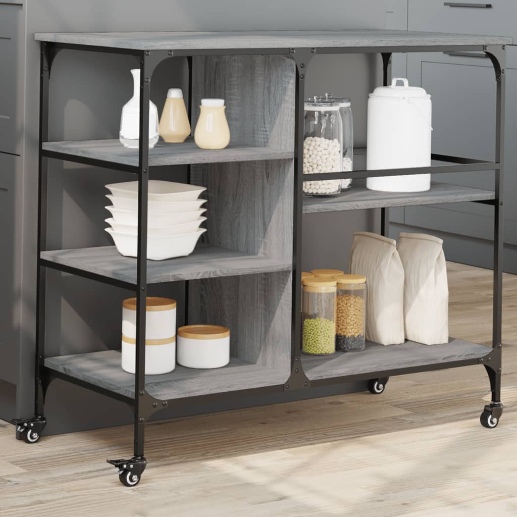 vidaXL Kitchen Trolley Grey Sonoma 100x45x89,5 cm Engineered Wood