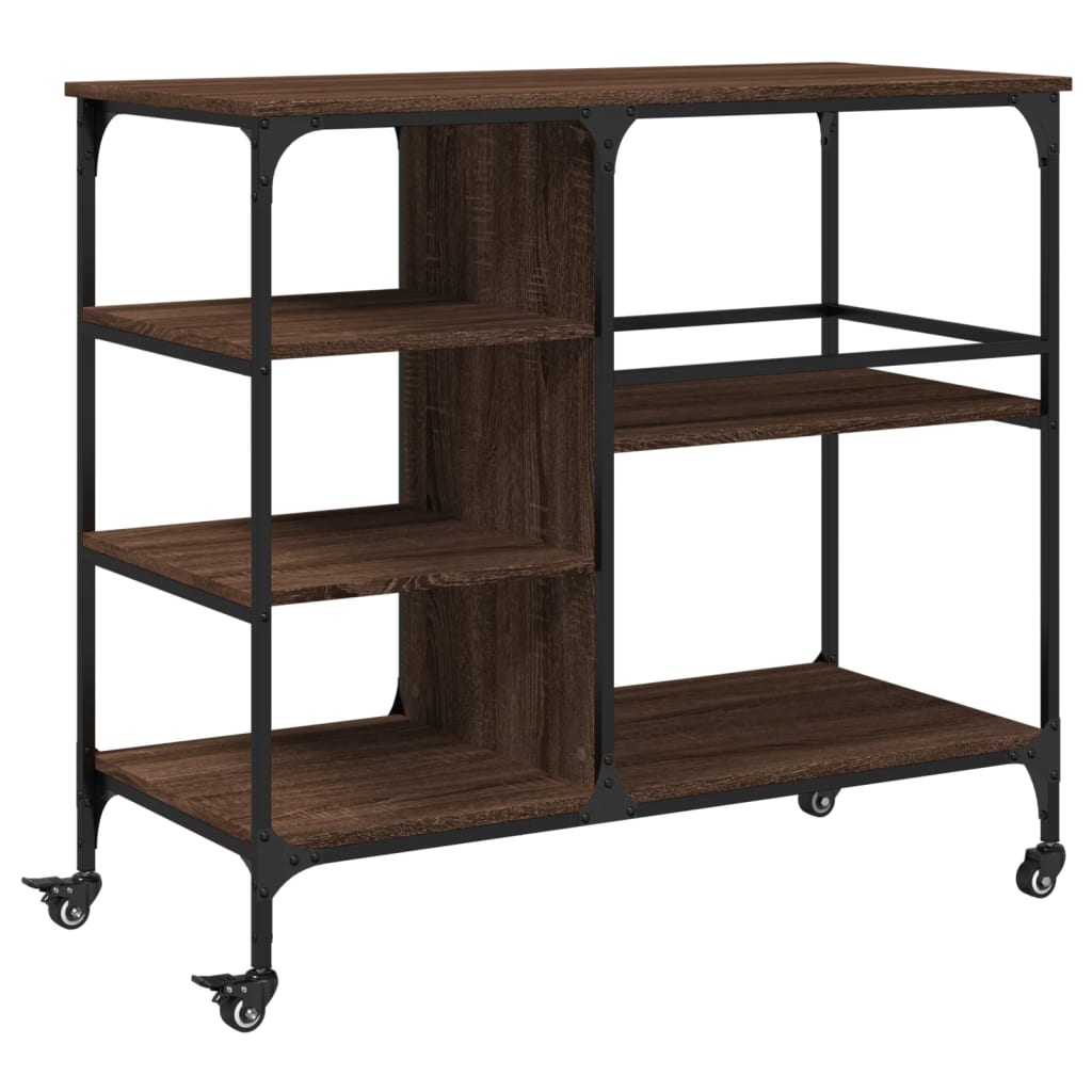 vidaXL Kitchen Trolley Brown Oak 100x45x89,5 cm Engineered Wood
