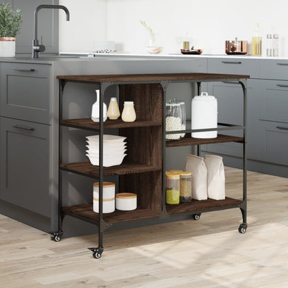 vidaXL Kitchen Trolley Brown Oak 100x45x89,5 cm Engineered Wood