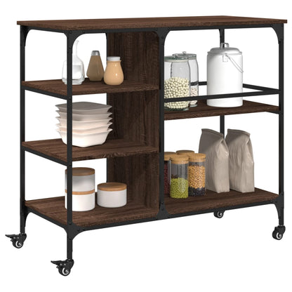 vidaXL Kitchen Trolley Brown Oak 100x45x89,5 cm Engineered Wood