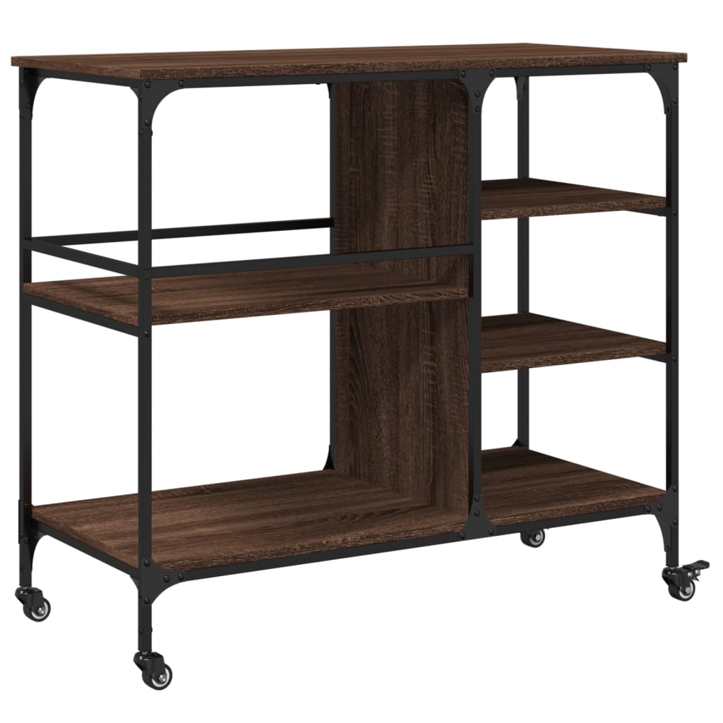 vidaXL Kitchen Trolley Brown Oak 100x45x89.5 cm Engineered Wood
