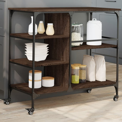 vidaXL Kitchen Trolley Brown Oak 100x45x89,5 cm Engineered Wood