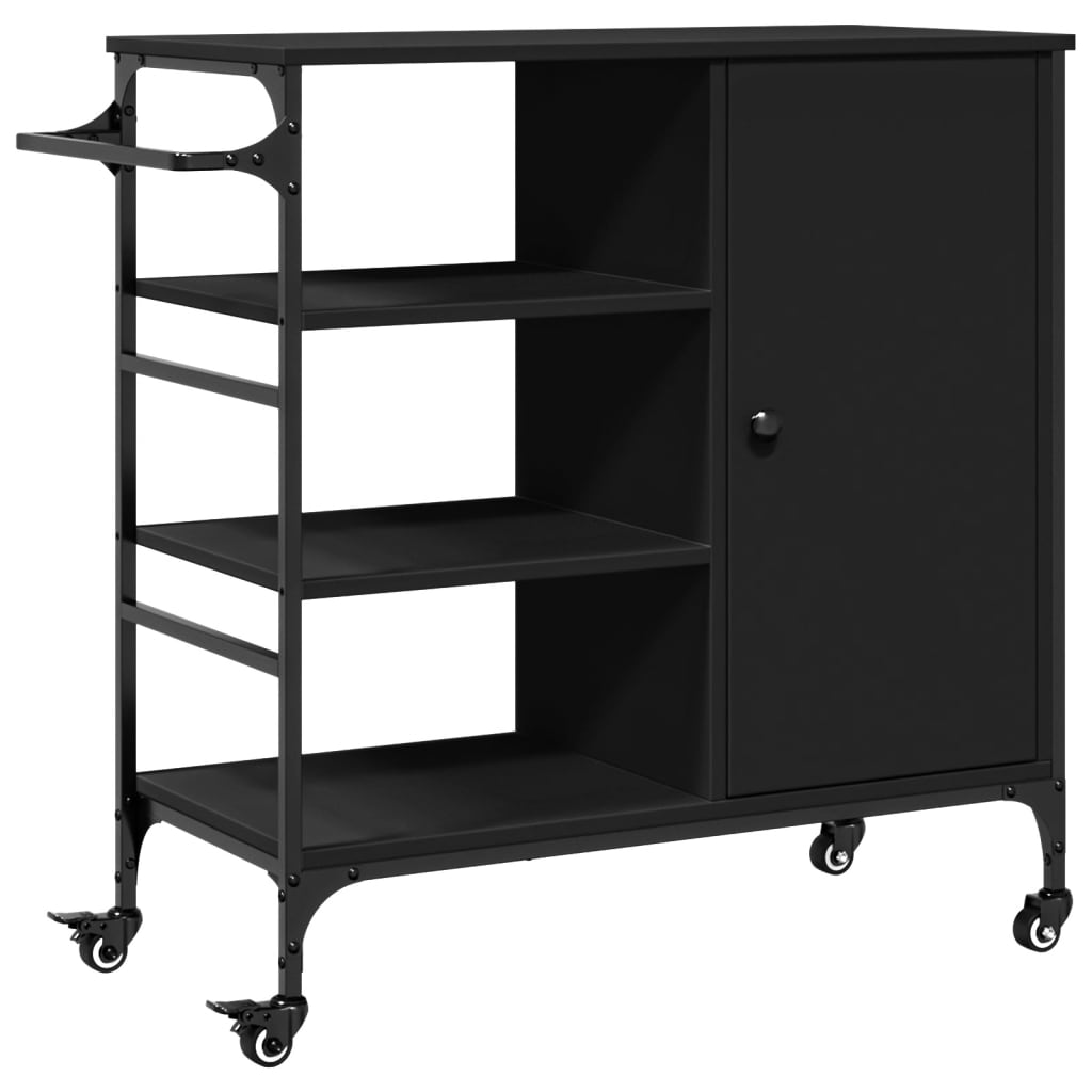 vidaXL Kitchen Trolley Black 87,5x38,5x84,5 cm Engineered Wood