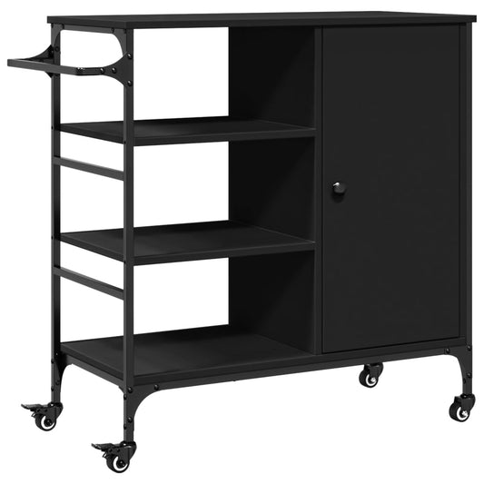 vidaXL Kitchen Trolley Black 87,5x38,5x84,5 cm Engineered Wood
