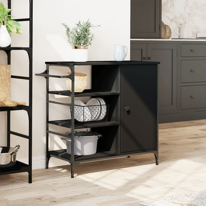 vidaXL Kitchen Trolley Black 87,5x38,5x84,5 cm Engineered Wood