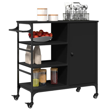vidaXL Kitchen Trolley Black 87,5x38,5x84,5 cm Engineered Wood