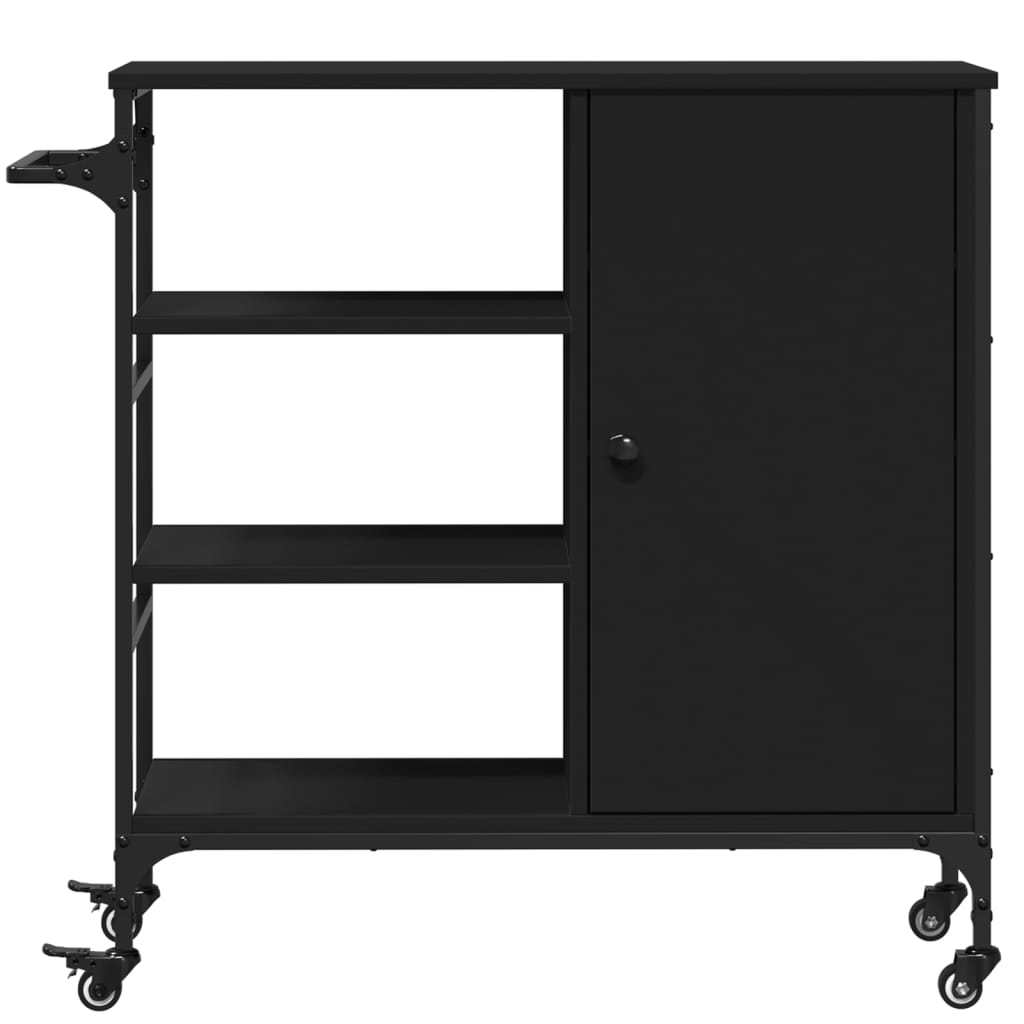vidaXL Kitchen Trolley Black 87,5x38,5x84,5 cm Engineered Wood