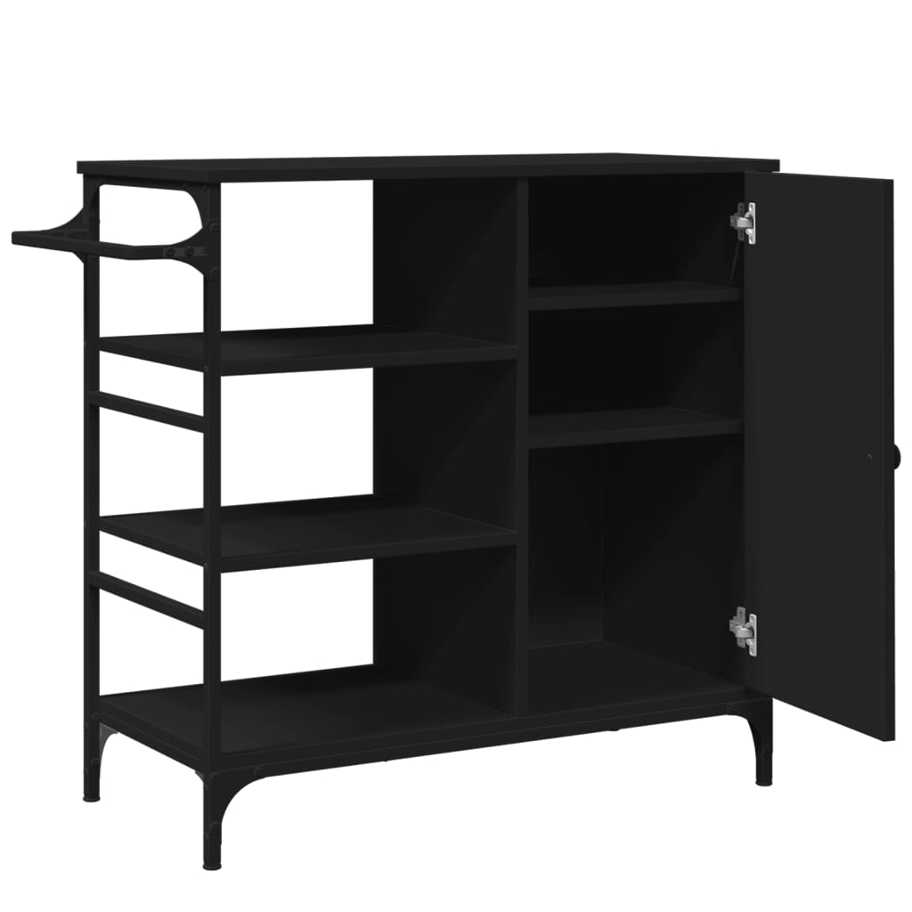 vidaXL Kitchen Trolley Black 87,5x38,5x84,5 cm Engineered Wood