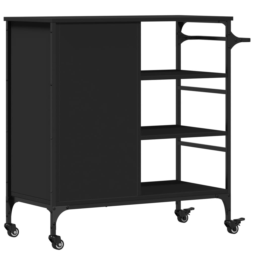 vidaXL Kitchen Trolley Black 87,5x38,5x84,5 cm Engineered Wood