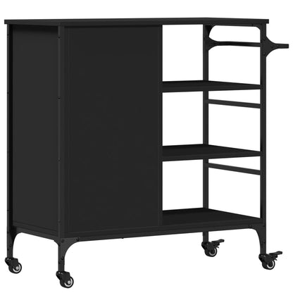 vidaXL Kitchen Trolley Black 87,5x38,5x84,5 cm Engineered Wood