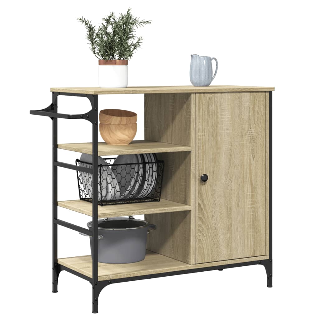 vidaXL Kitchen Trolley Sonoma Oak 87,5x38,5x84,5 cm Engineered Wood
